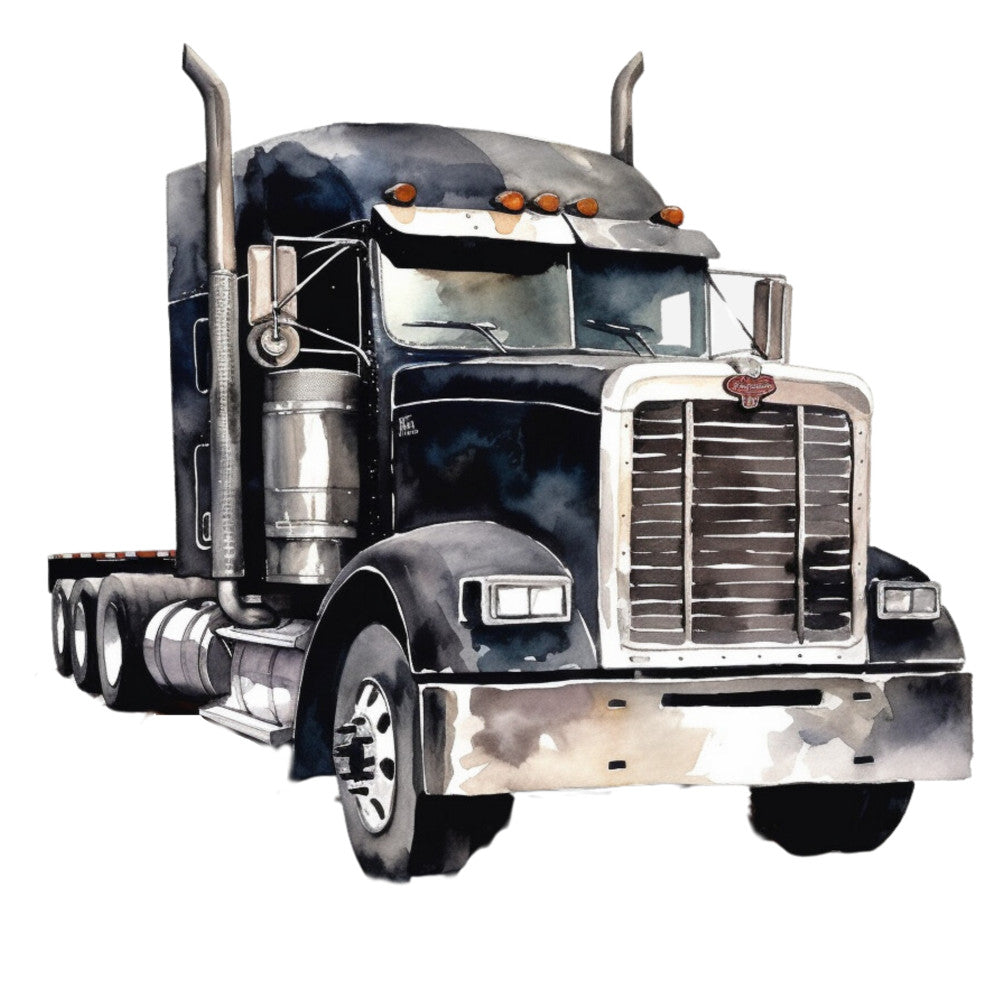 Watercolor Semi Truck Fabric Panel 5