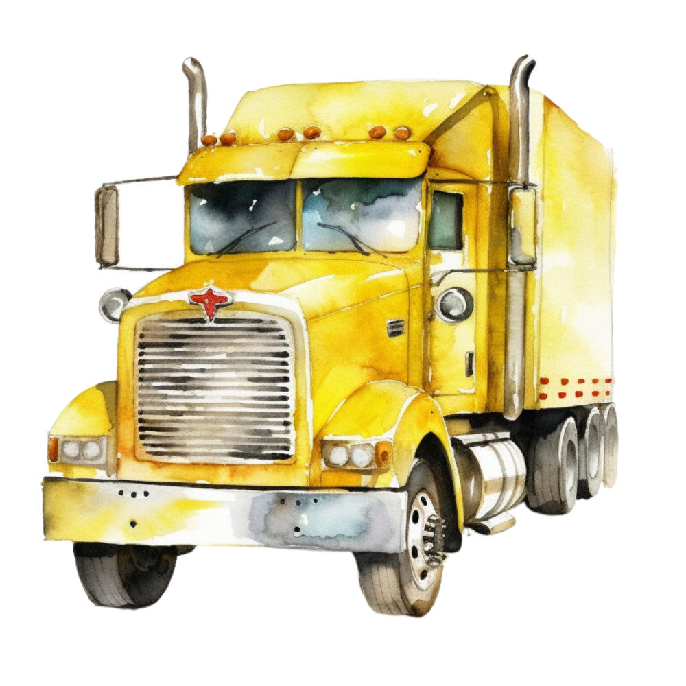 Watercolor Semi Truck Fabric Panel 6