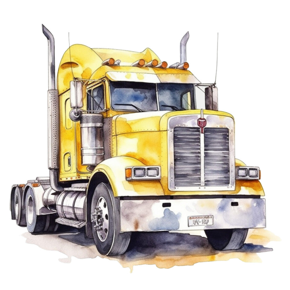 Watercolor Semi Truck Fabric Panel 7