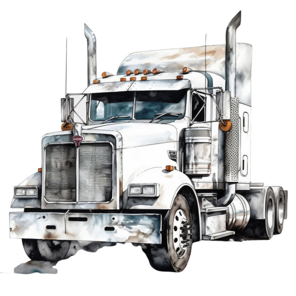 Watercolor Semi Truck Fabric Panel 9