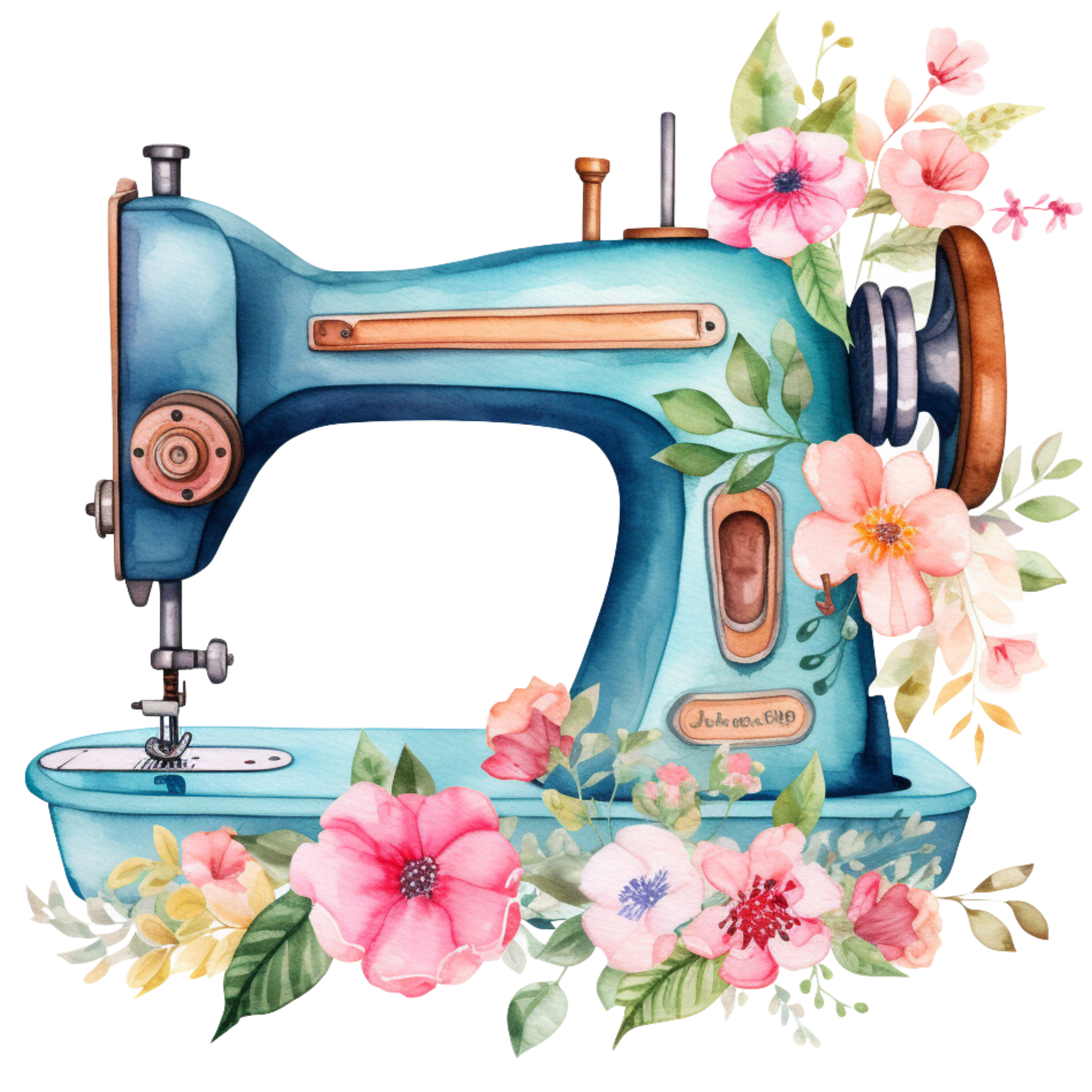 Watercolor Sewing Machines Fabric Panel 1