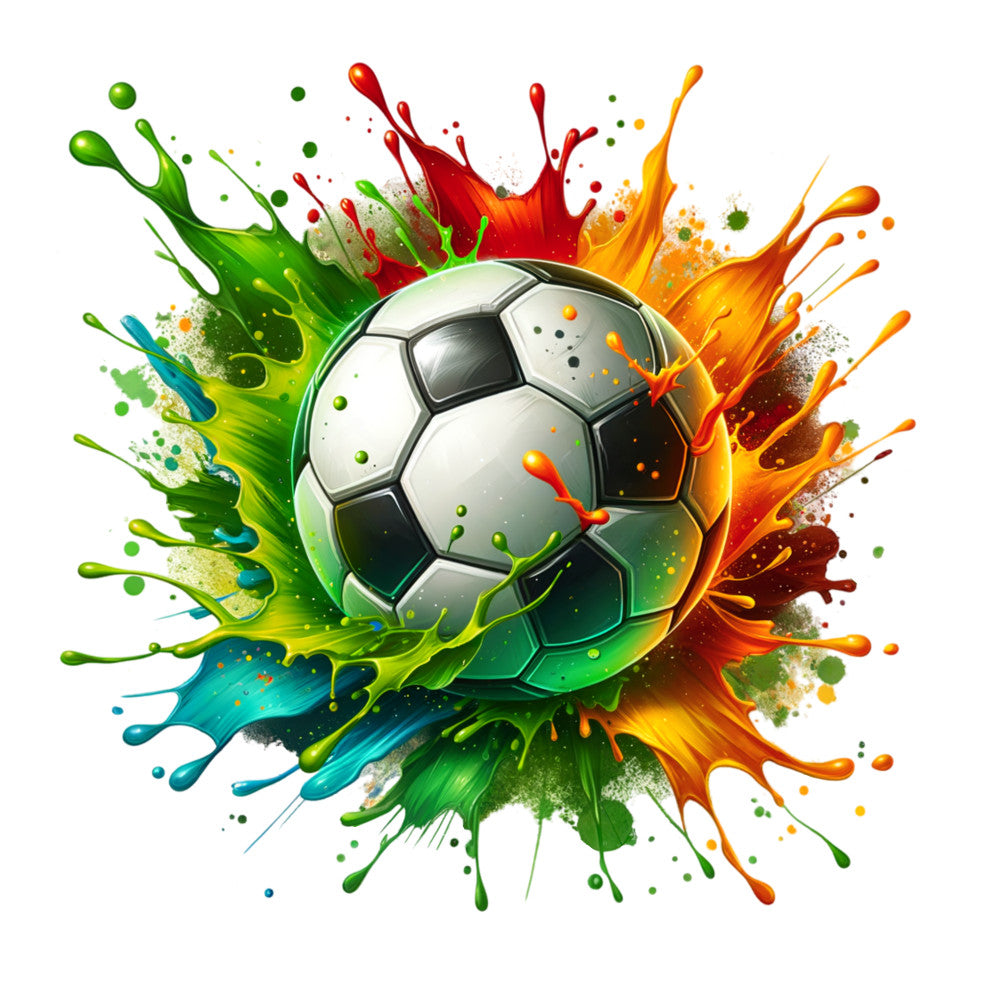 Watercolor Soccer Ball and Splash Fabric Panel 10