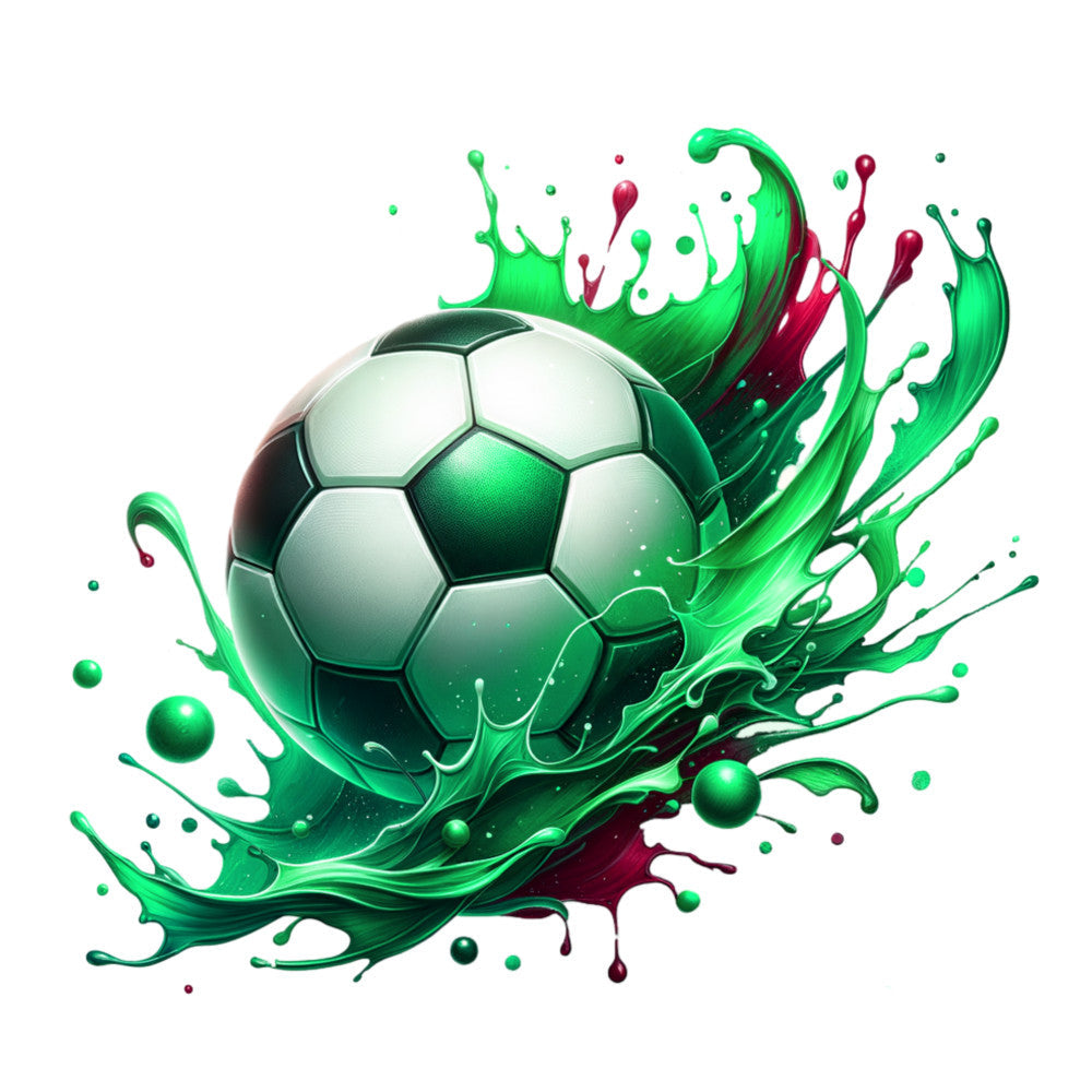 Watercolor Soccer Ball and Splash Fabric Panel 11