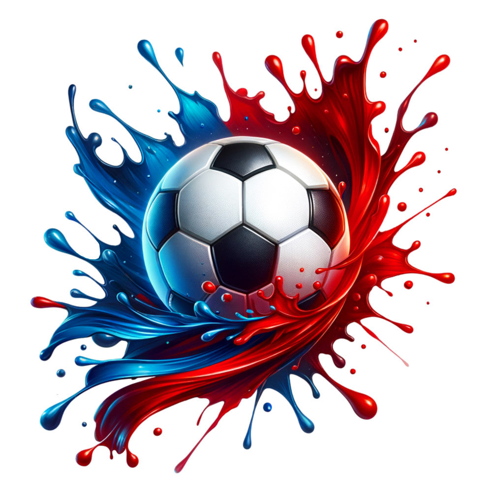 Watercolor Soccer Ball and Splash Fabric Panel 3