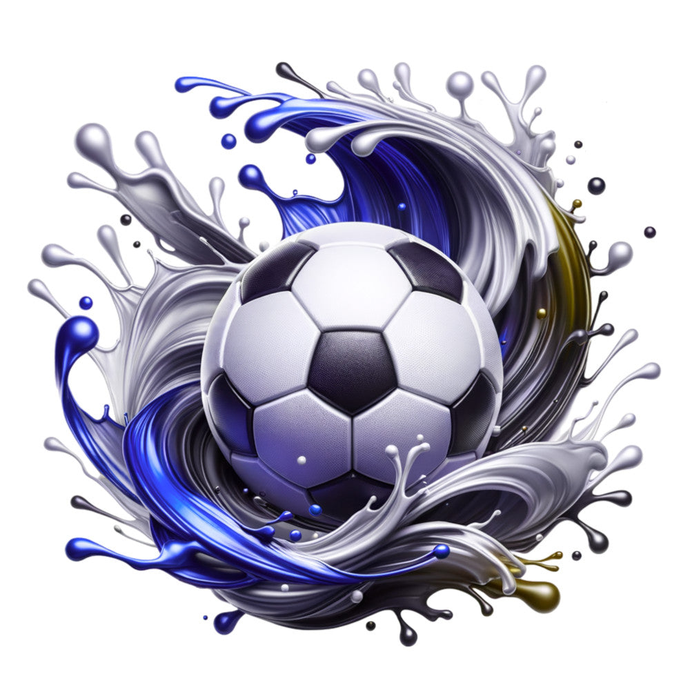 Watercolor Soccer Ball and Splash Fabric Panel 5
