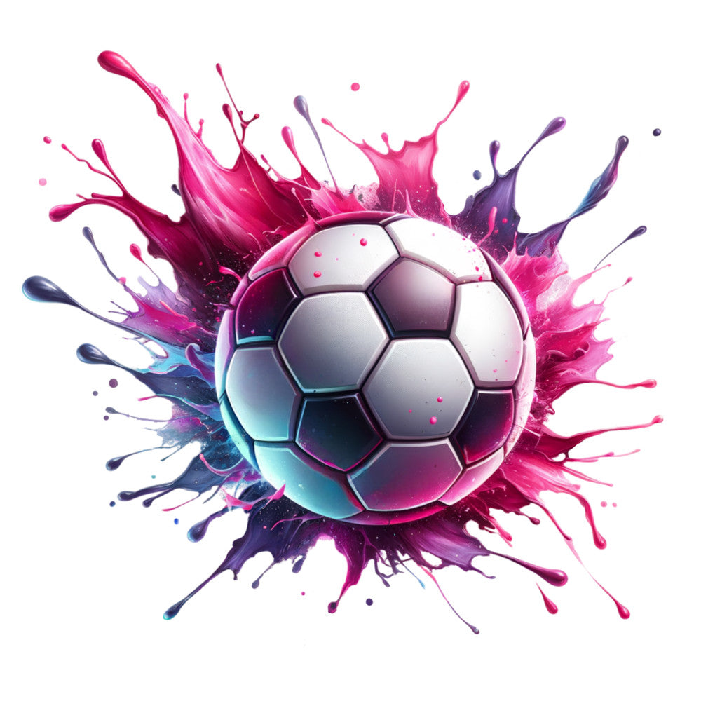 Watercolor Soccer Ball and Splash Fabric Panel 6