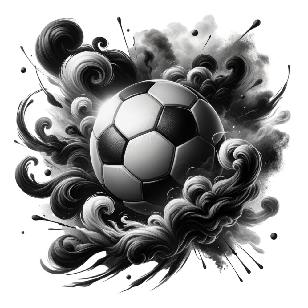 Watercolor Soccer Ball and Splash Fabric Panel 8