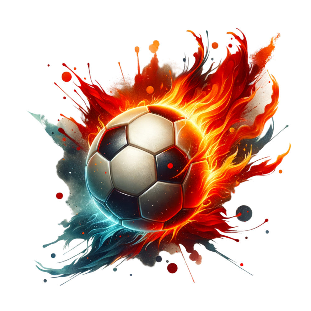 Watercolor Soccer Ball and Splash Fabric Panel 9