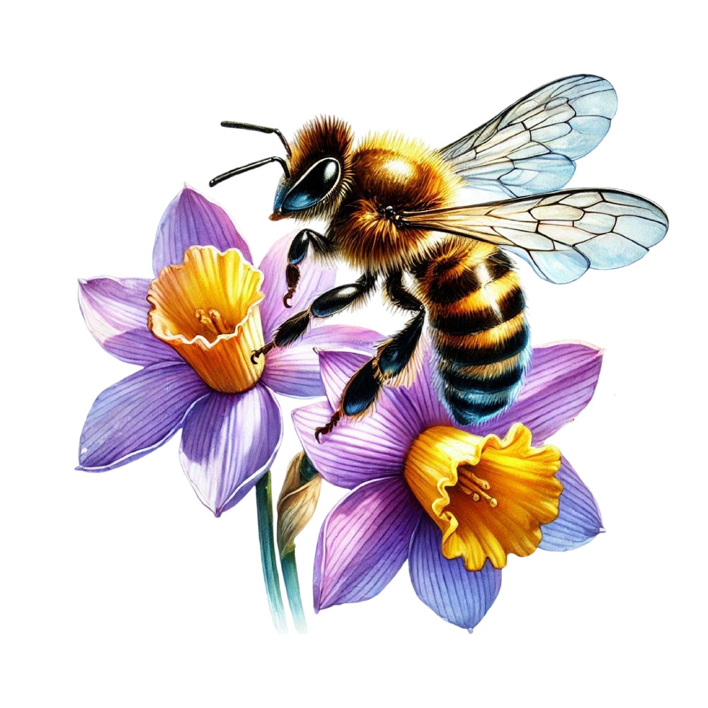 Watercolor Spring Bees Fabric Panel 12 QuiltingFabricPanels
