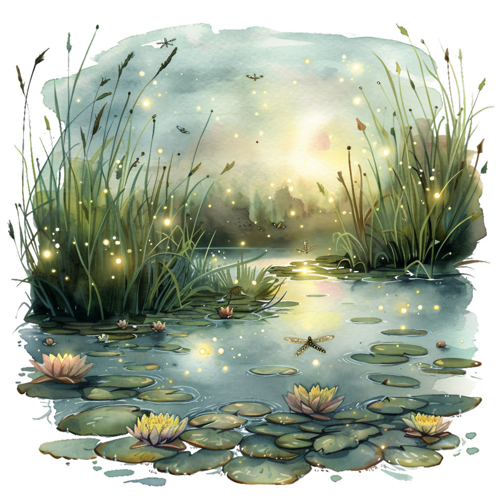 Watercolor Summer Landscapes Fabric Panel 10
