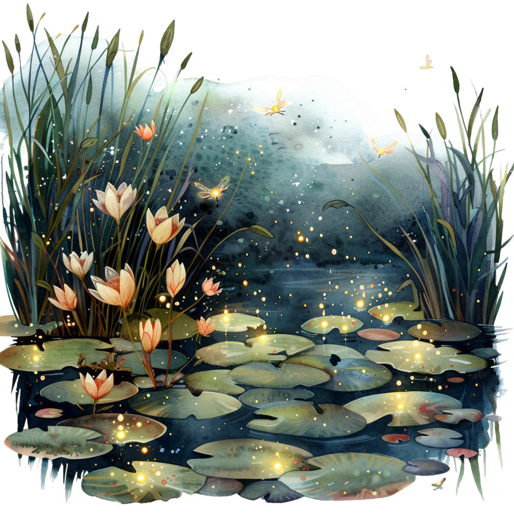 Watercolor Summer Landscapes Fabric Panel 11