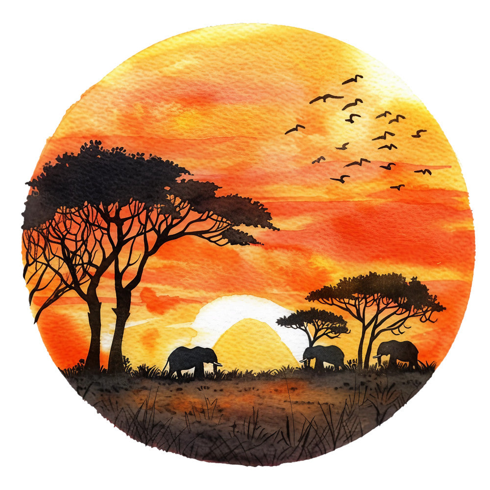 Watercolor Summer Landscapes Fabric Panel 12