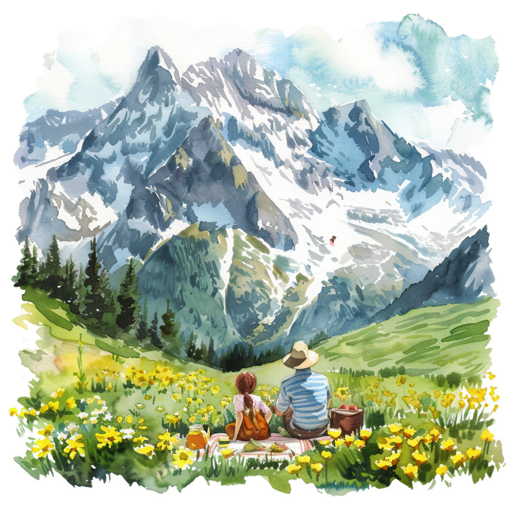 Watercolor Summer Landscapes Fabric Panel 13