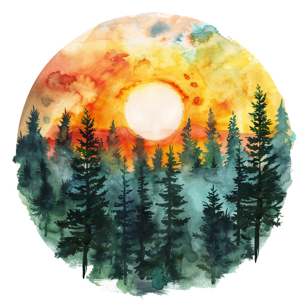 Watercolor Summer Landscapes Fabric Panel 16