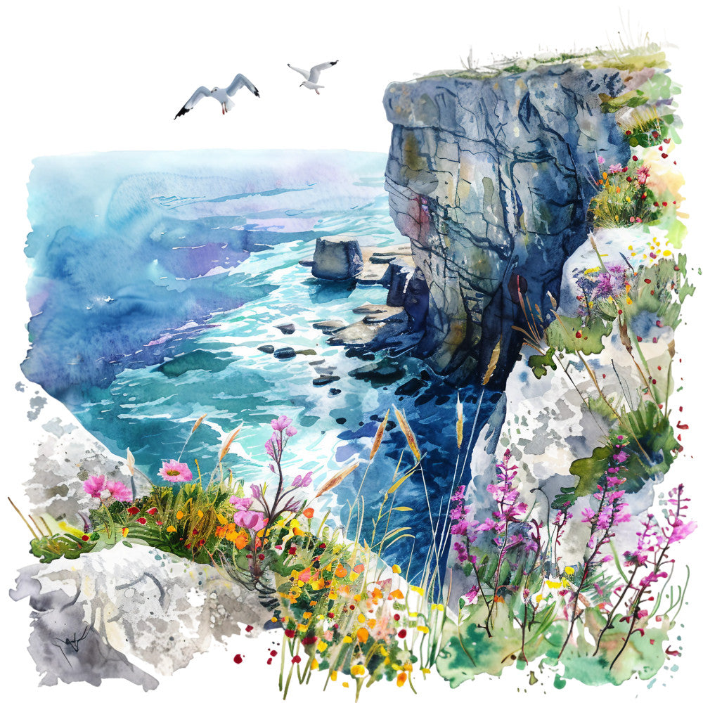 Watercolor Summer Landscapes Fabric Panel 19