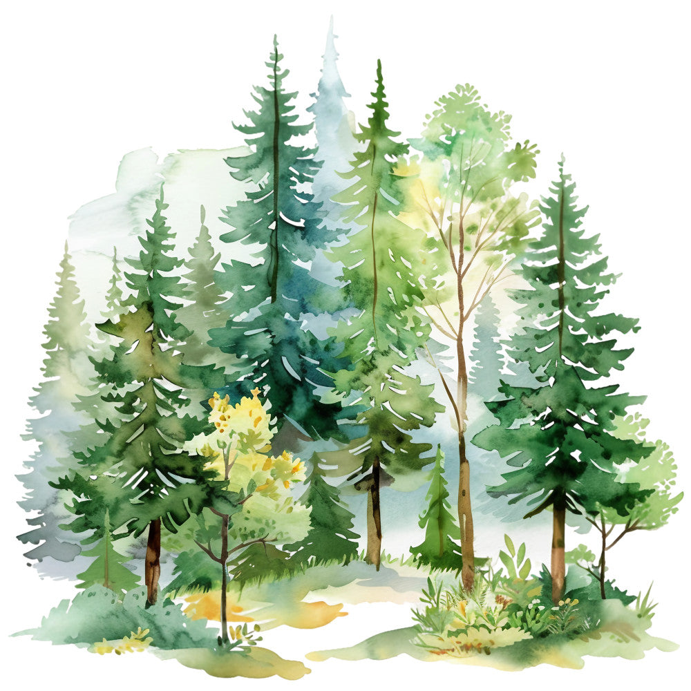 Watercolor Summer Landscapes Fabric Panel 2