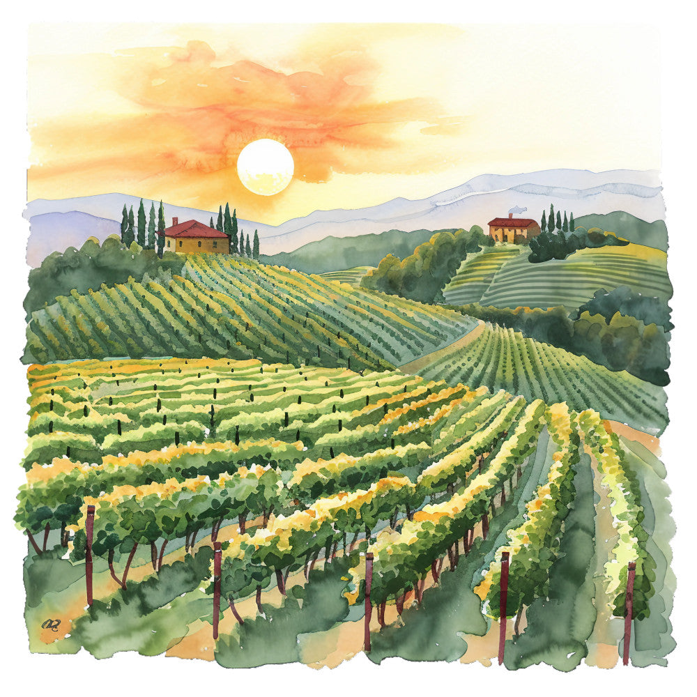 Watercolor Summer Landscapes Fabric Panel 22
