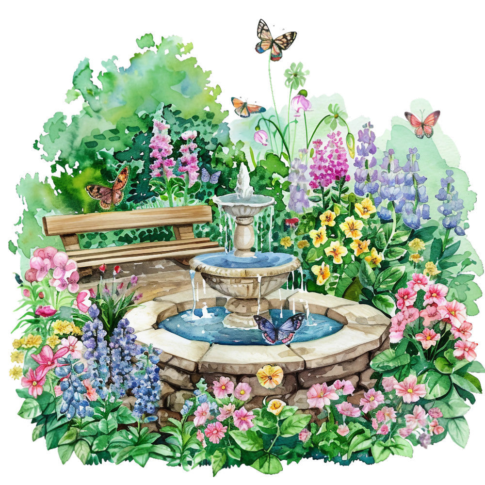Watercolor Summer Landscapes Fabric Panel 25