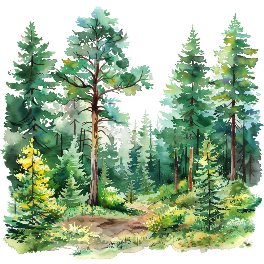 Watercolor Summer Landscapes Fabric Panel 3