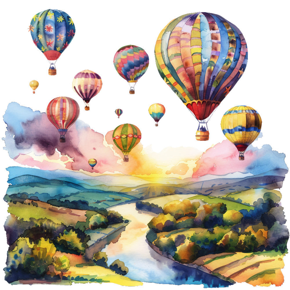 Watercolor Summer Landscapes Fabric Panel 31