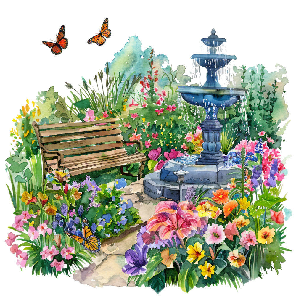 Watercolor Summer Landscapes Fabric Panel 33
