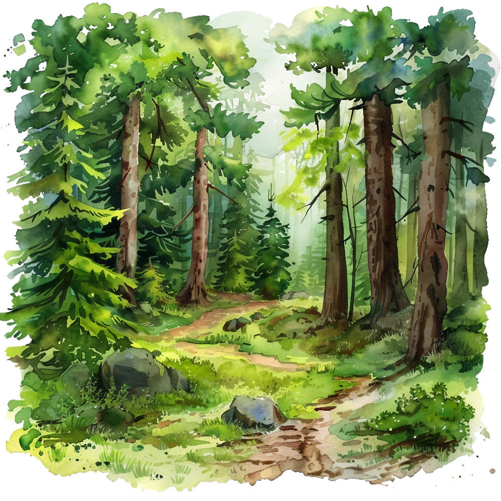 Watercolor Summer Landscapes Fabric Panel 38