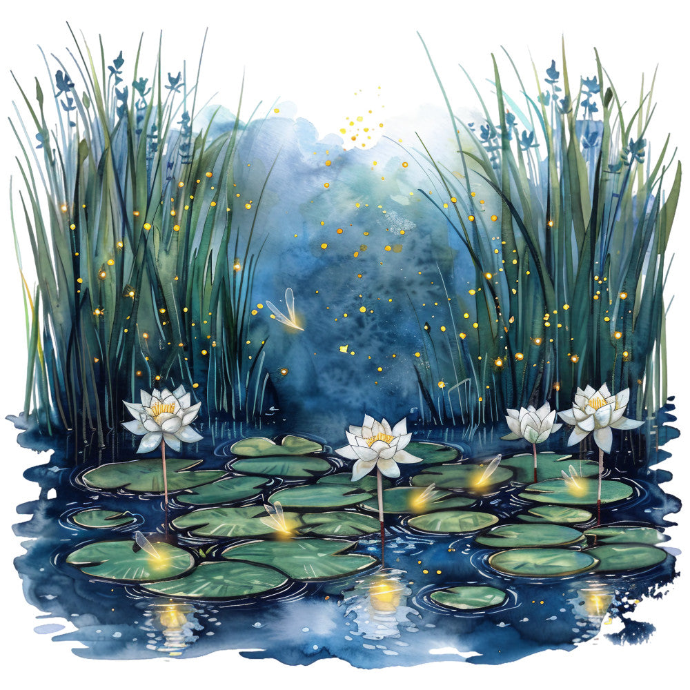 Watercolor Summer Landscapes Fabric Panel 9