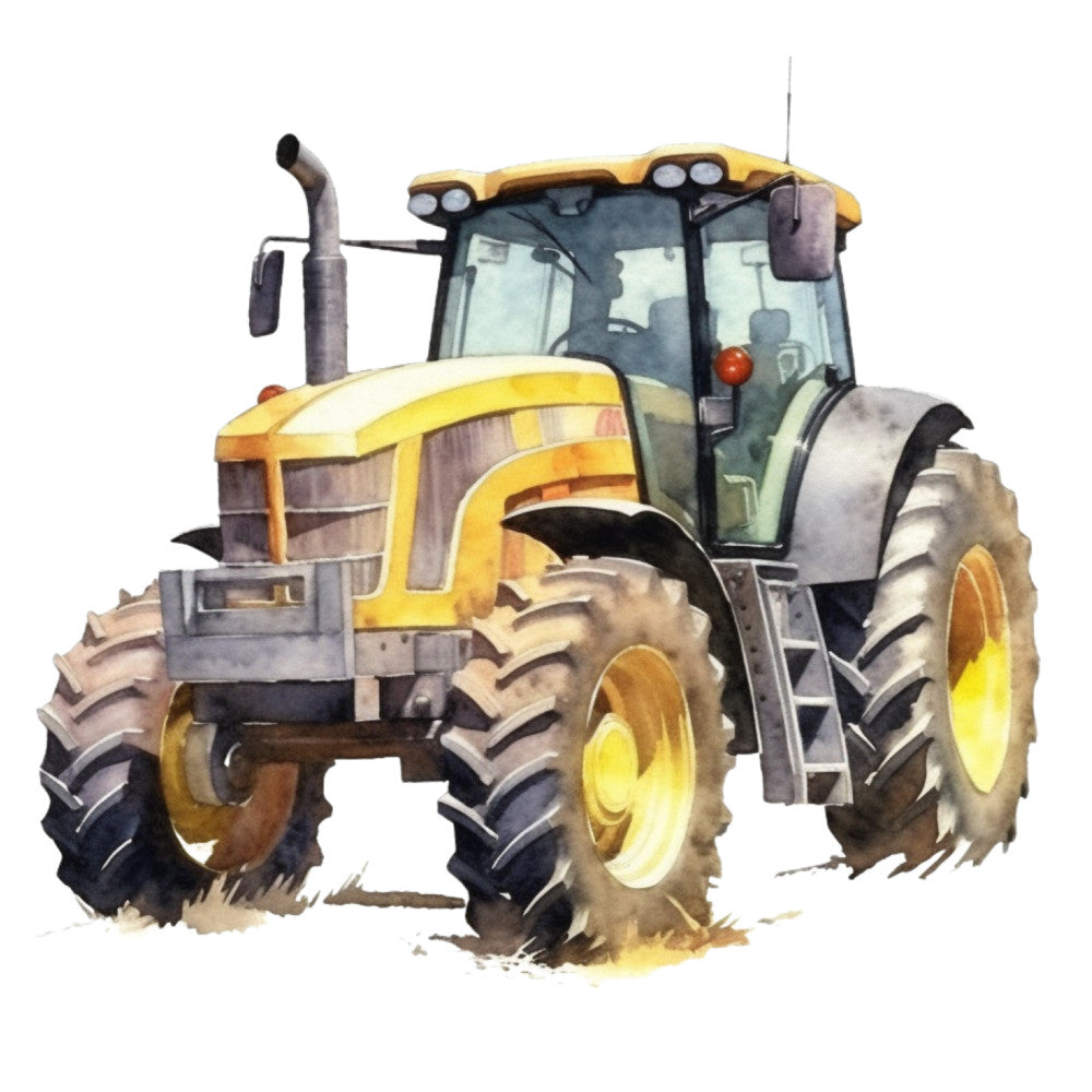 Watercolor Tractor Fabric Panel 1