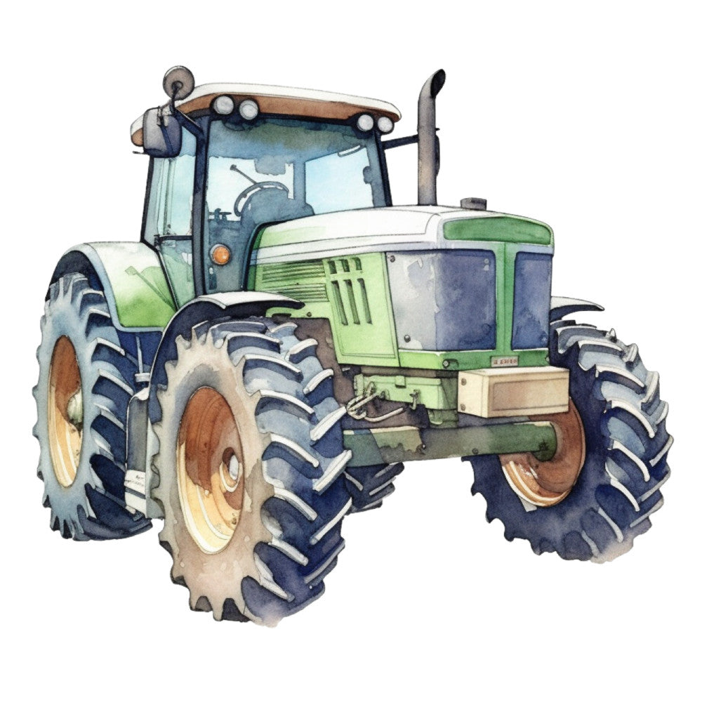 Watercolor Tractor Fabric Panel 10