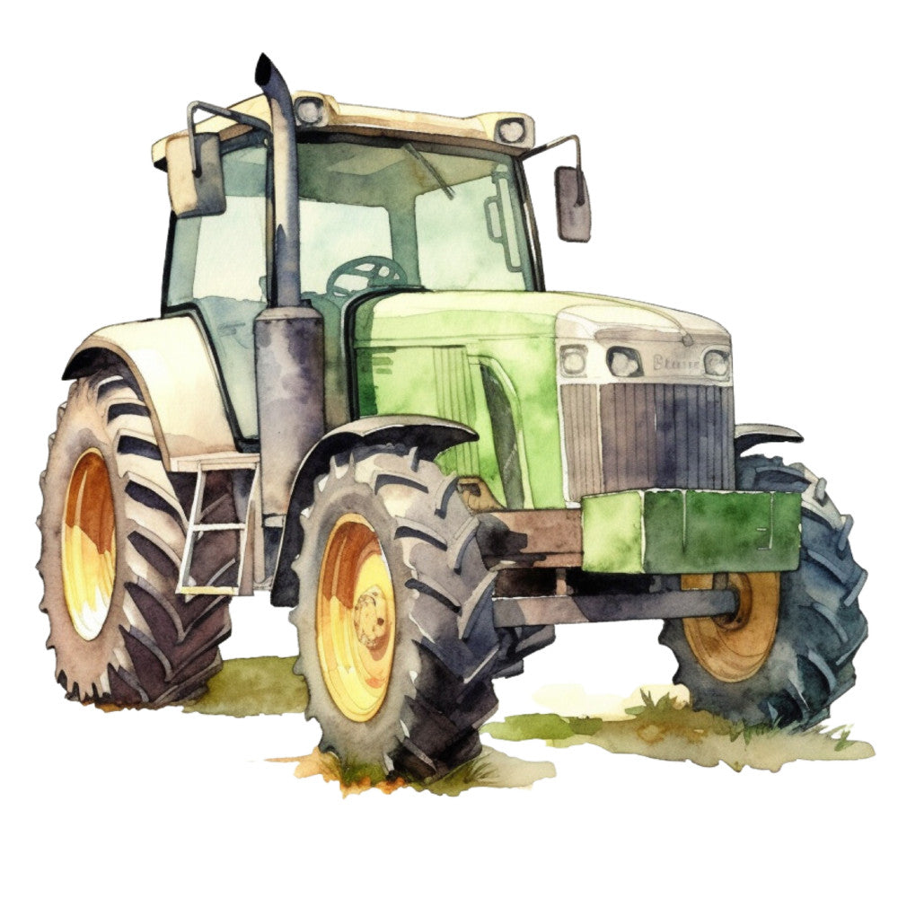 Watercolor Tractor Fabric Panel 11