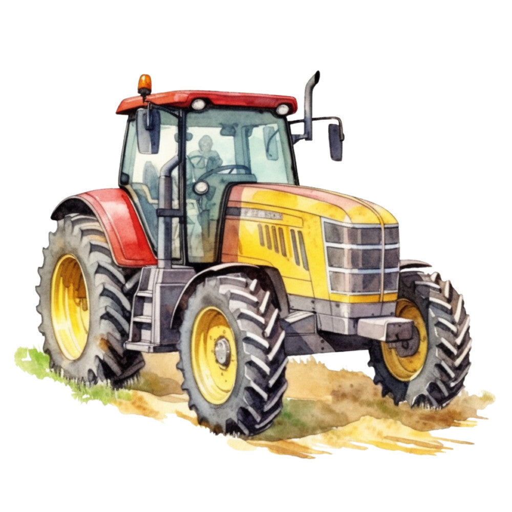 Watercolor Tractor Fabric Panel 12