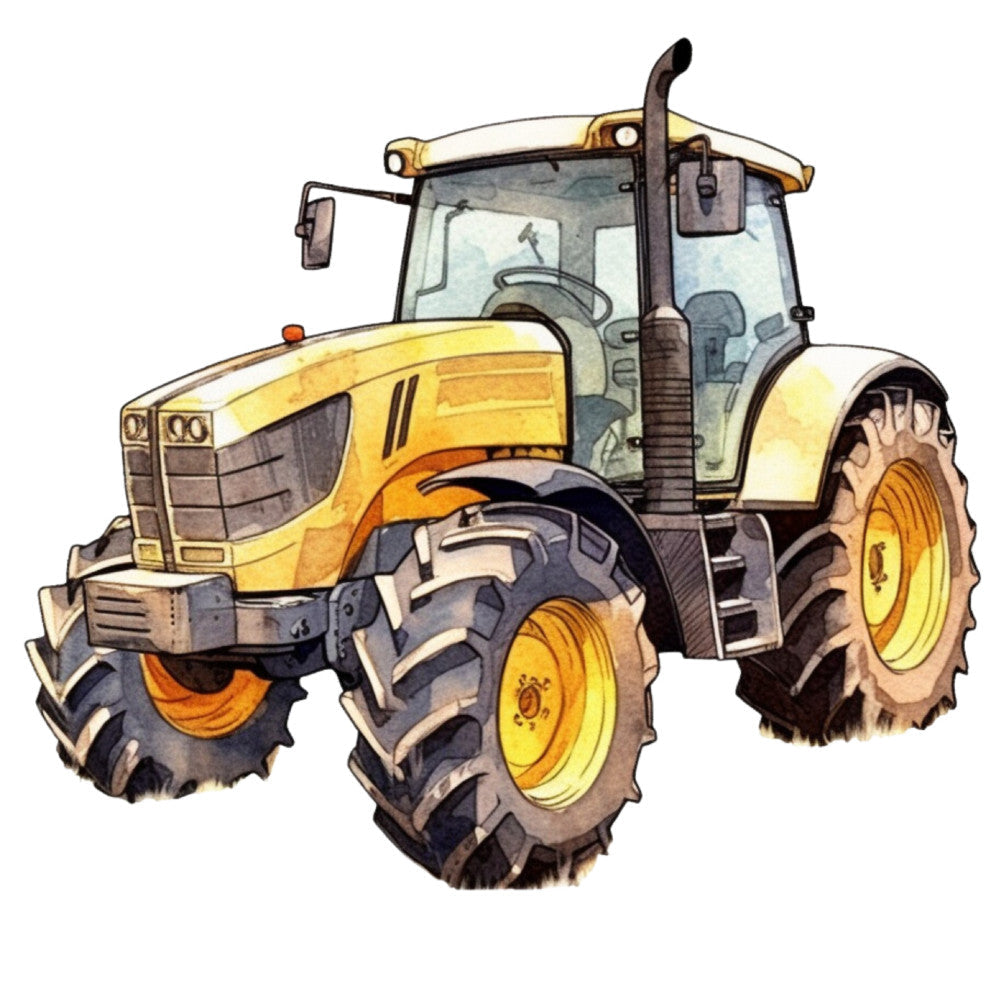 Watercolor Tractor Fabric Panel 2