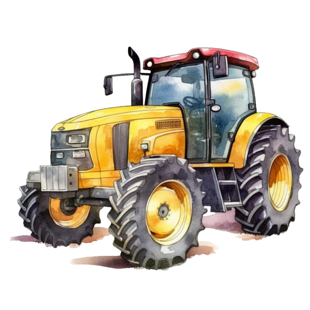Watercolor Tractor Fabric Panel 3
