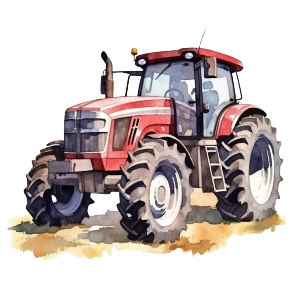 Watercolor Tractor Fabric Panel 4