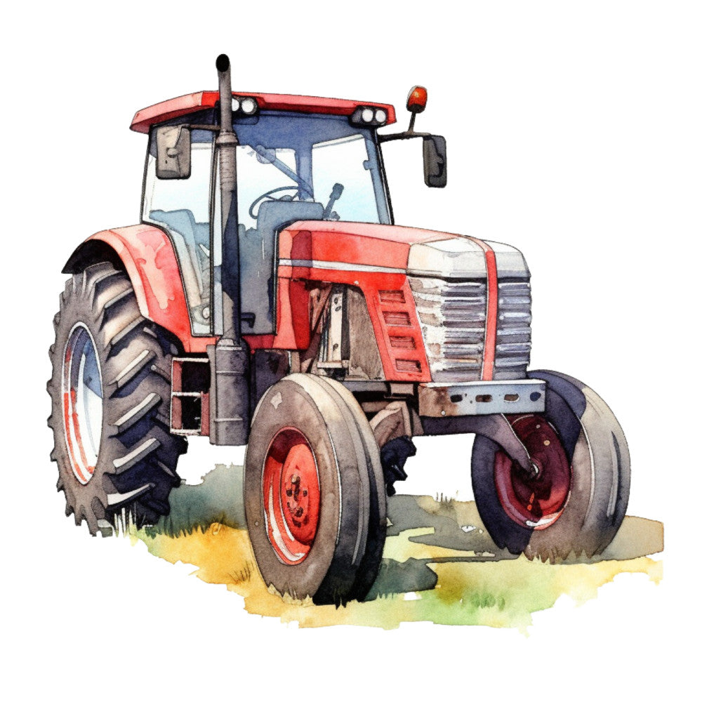 Watercolor Tractor Fabric Panel 5
