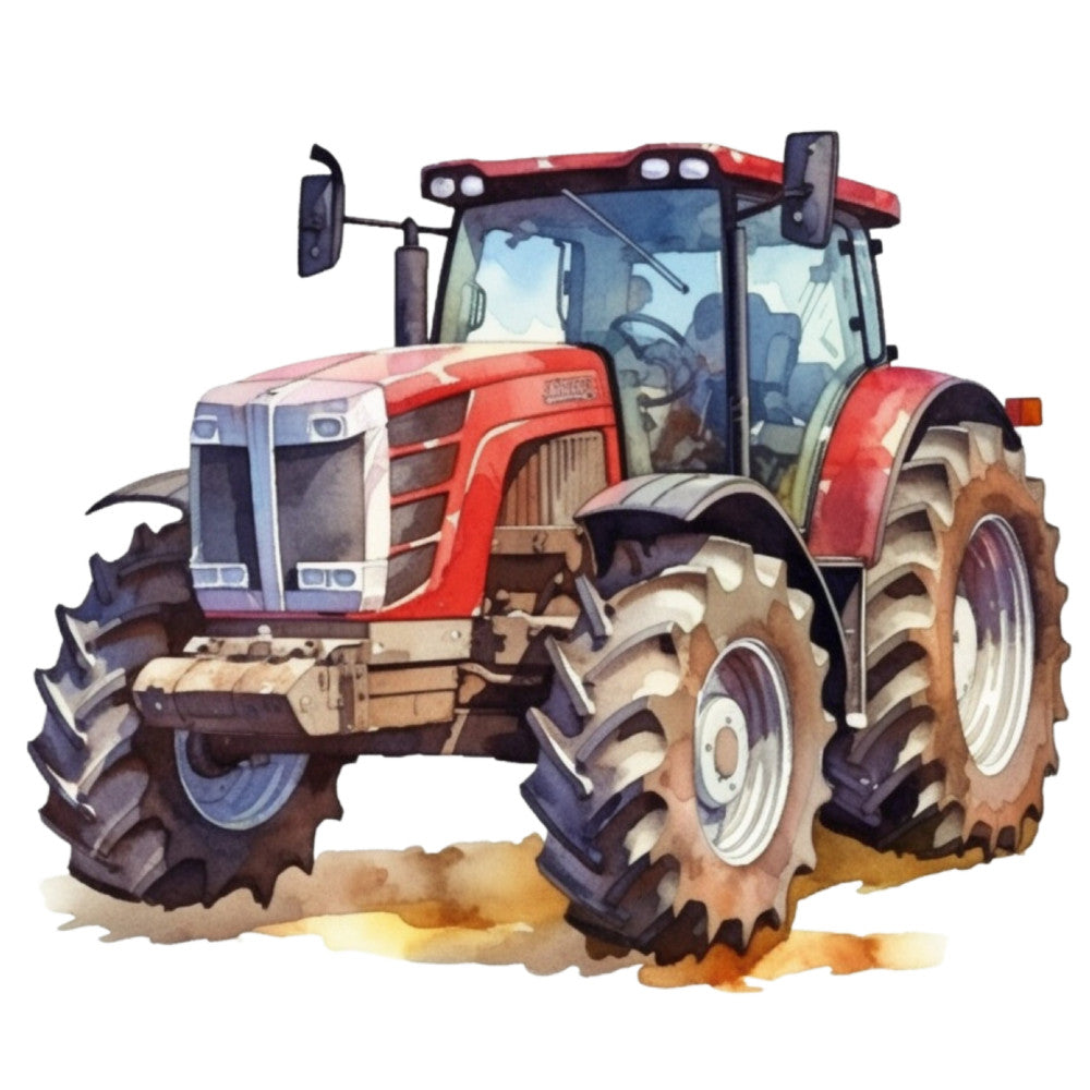 Watercolor Tractor Fabric Panel 6