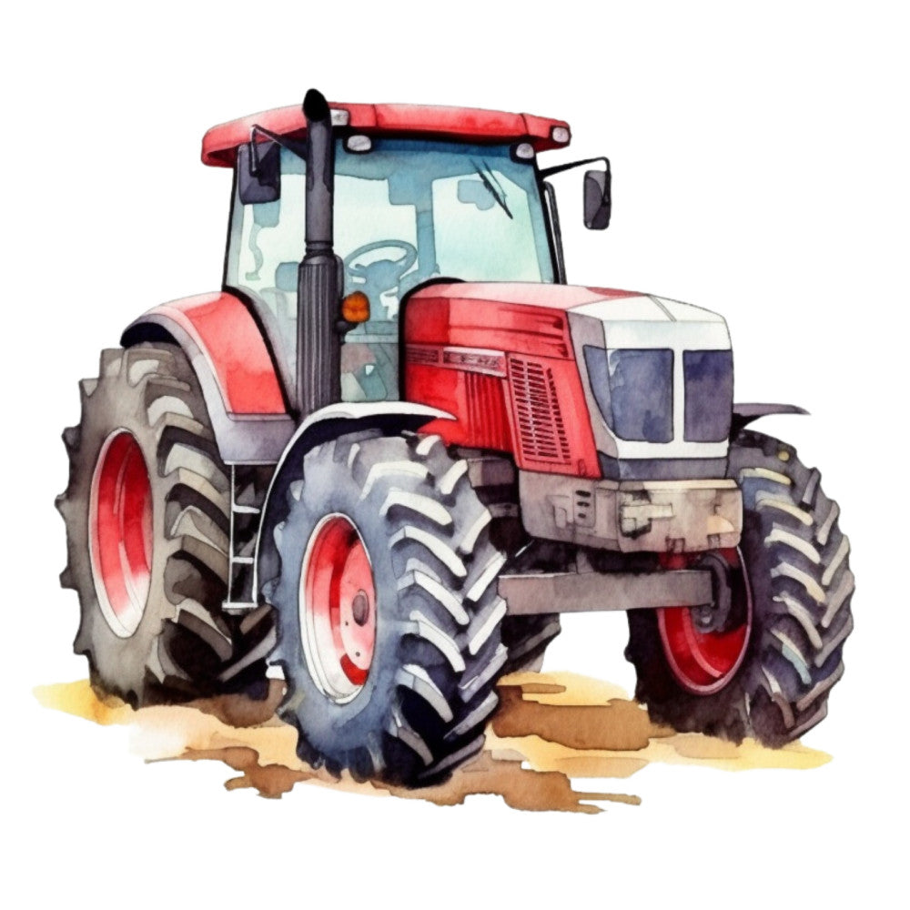 Watercolor Tractor Fabric Panel 7