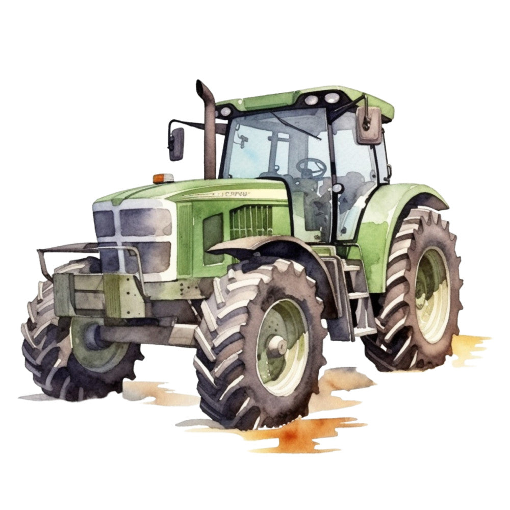 Watercolor Tractor Fabric Panel 8