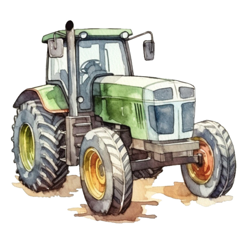 Watercolor Tractor Fabric Panel 9