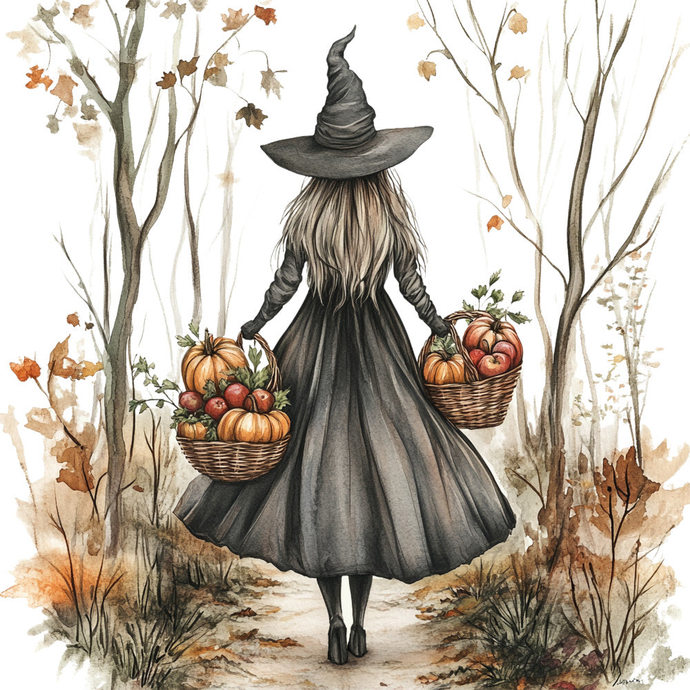 Watercolor Witch Fabric Panel 13