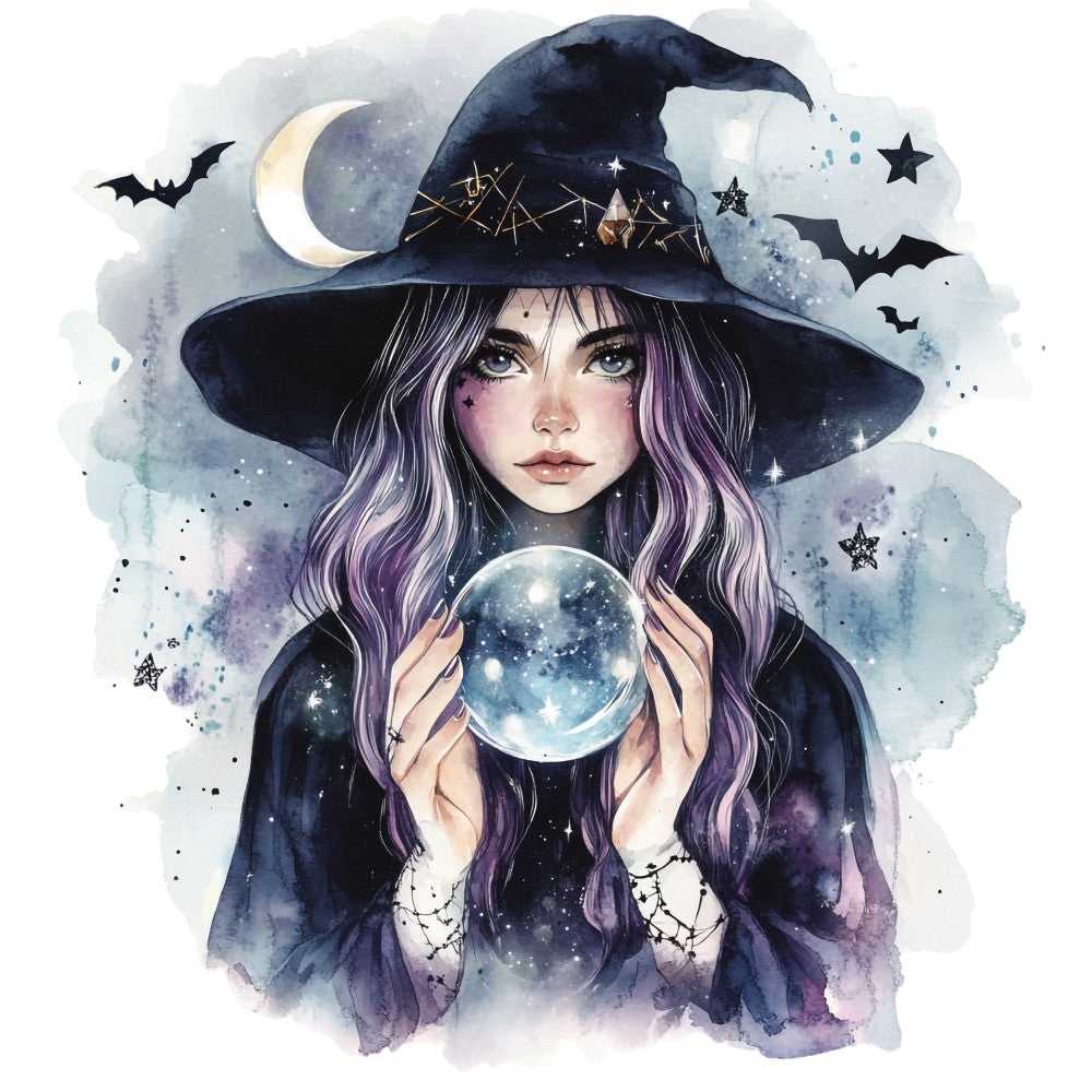 Watercolor Witch Fabric Panel 17