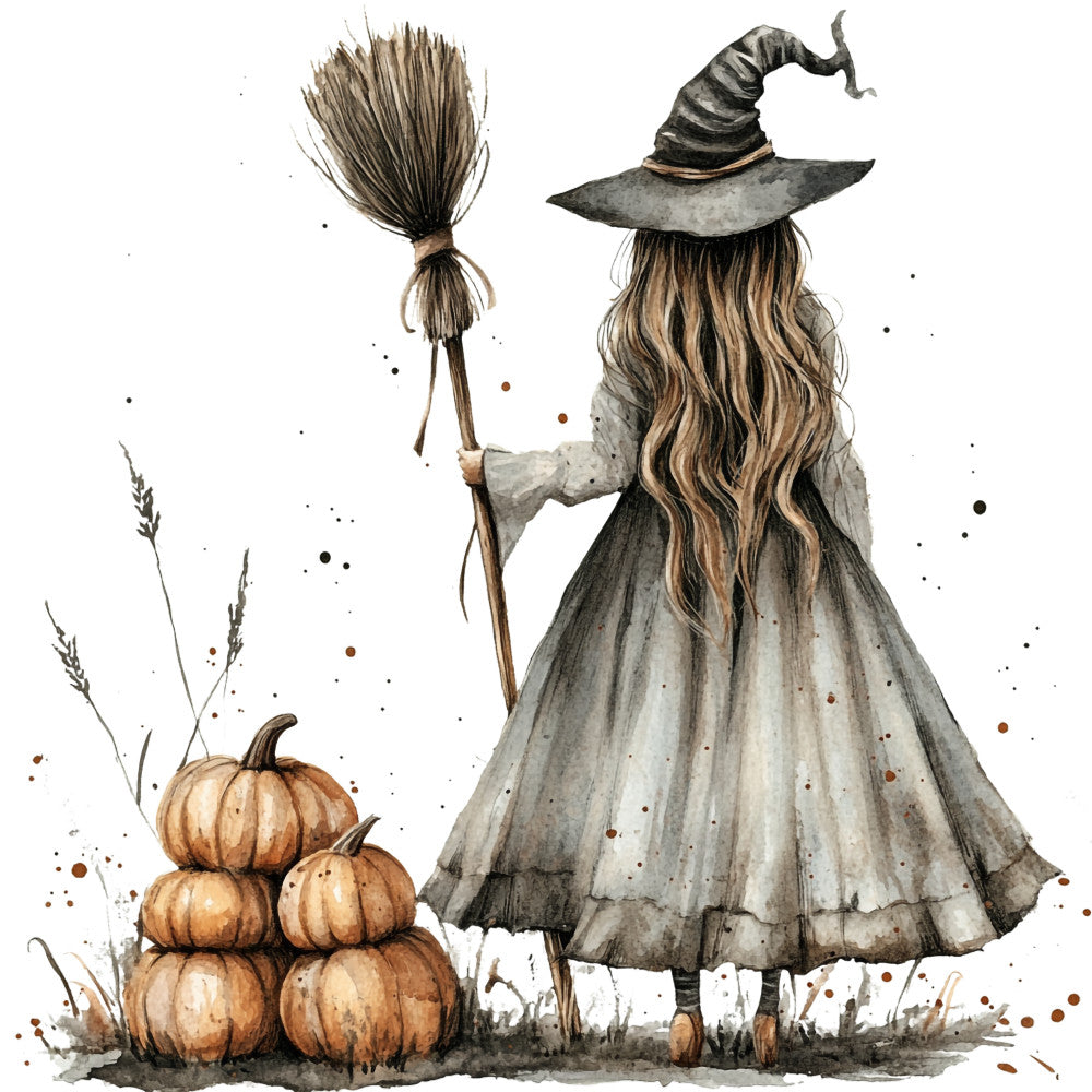 Watercolor Witch Fabric Panel 2