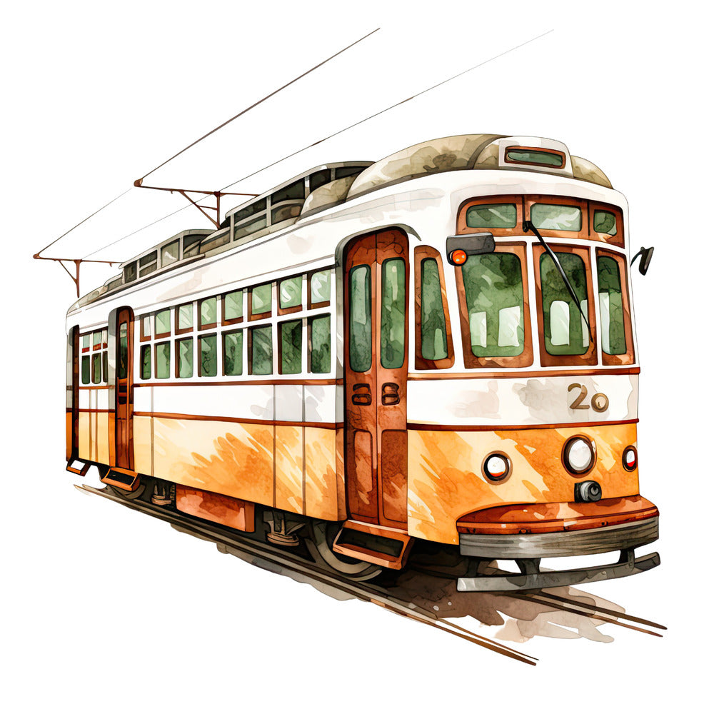 Watercolor Tram Fabric Panel