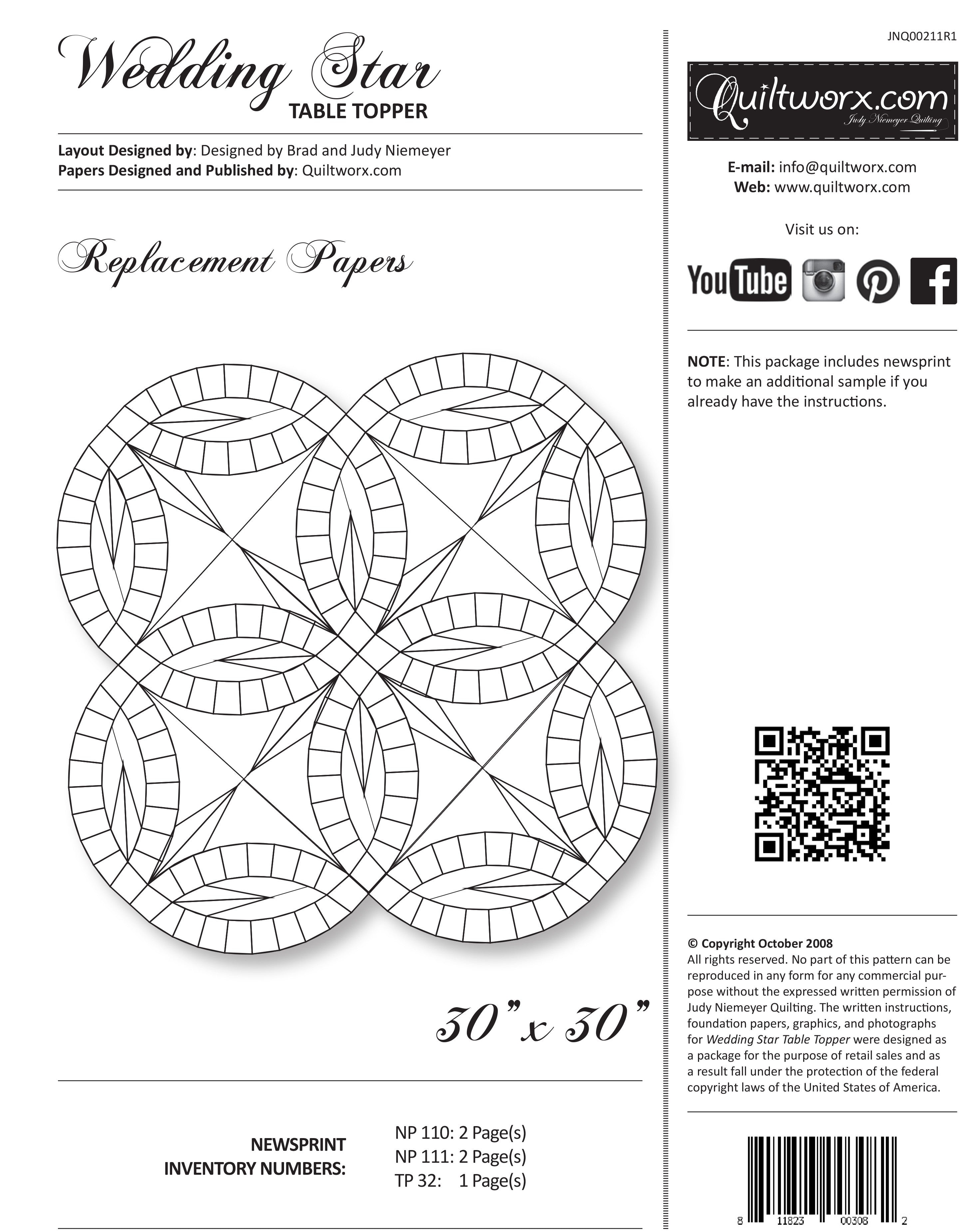 Wedding Star Table Topper Replacement Papers