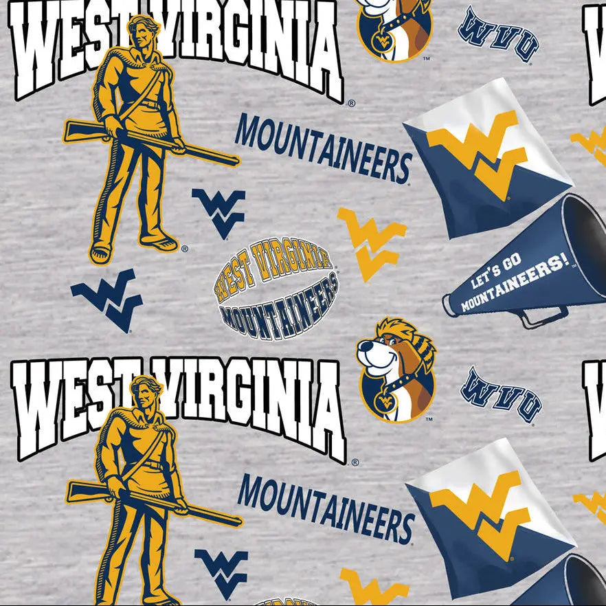 Sykel West Virginia Mountaineers mascot licensed collegiate cotton by the yard