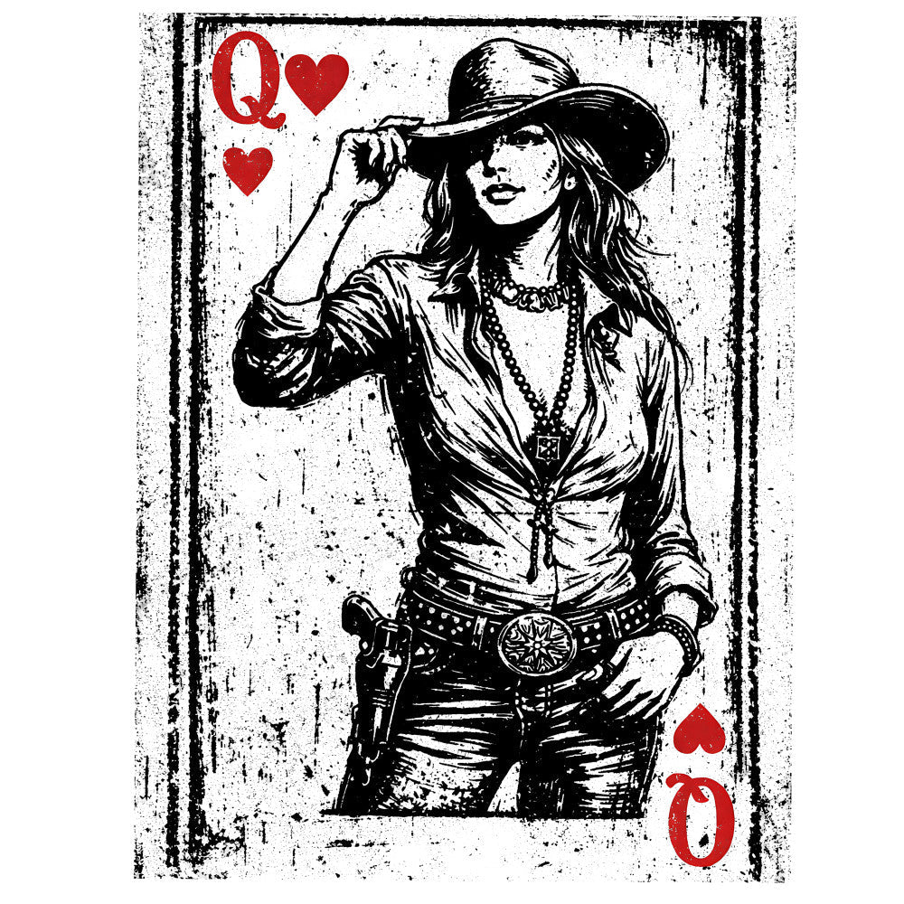 Western Queen of Hearts Fabric Panel 1