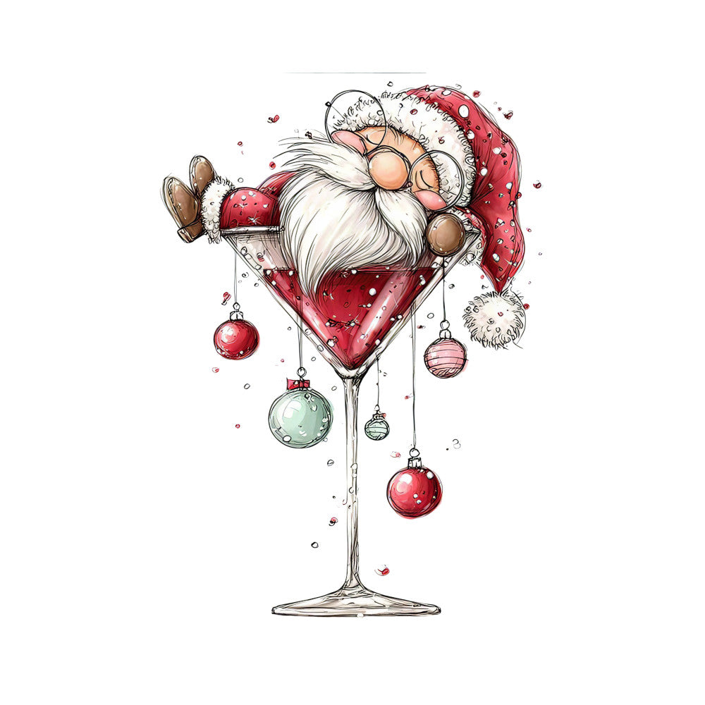 Whimsical Christmas Cocktail Fabric Panel 14