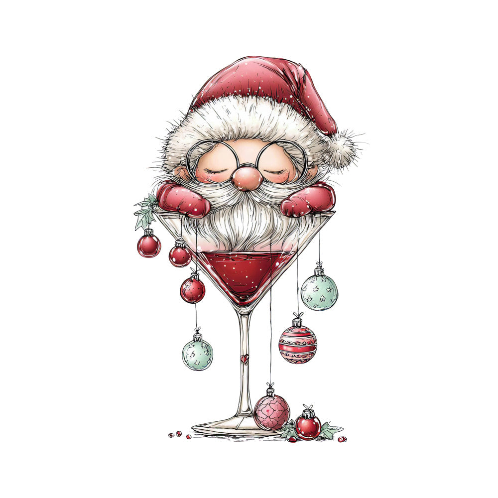 Whimsical Christmas Cocktail Fabric Panel 15