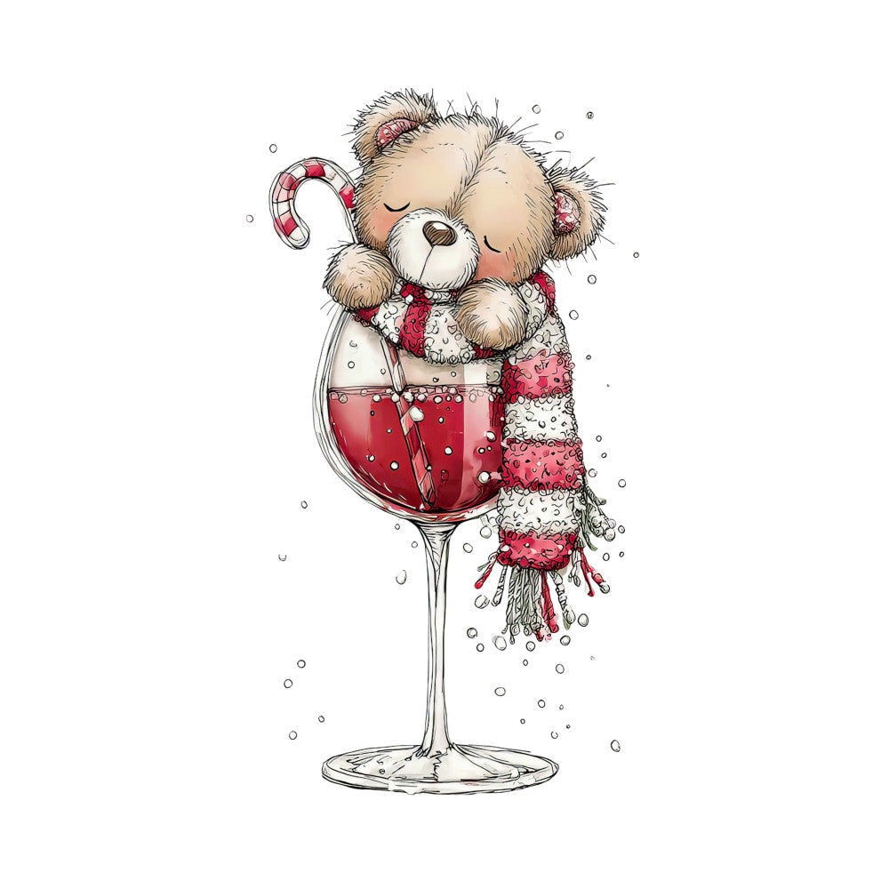 Whimsical Christmas Cocktail Fabric Panel 7