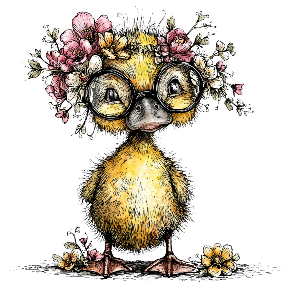 Whimsical Spring Duck Fabric Panel 1